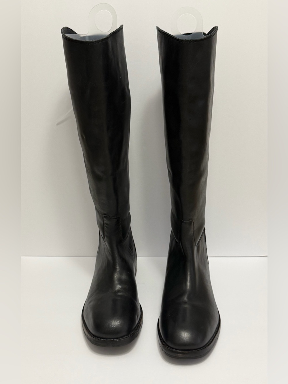 Free People Everly Equestrian Classic Black Leather Knee High Boots Size 8.5 NEW